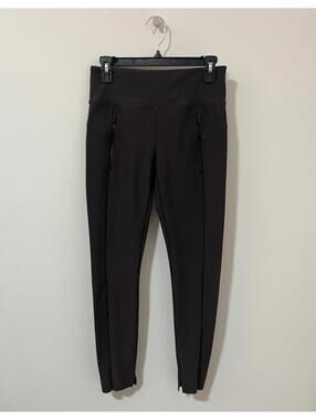 ATHLETA Stellar dark Espresso Brown High Rise Tight Leggings Zip pockets XS